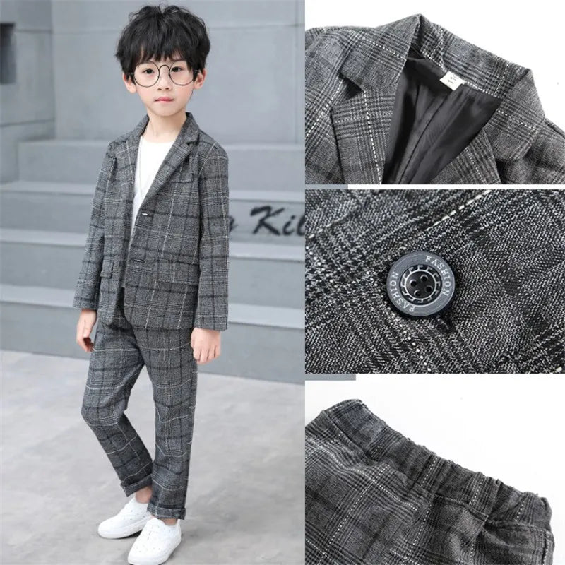 High-Quatity Classic Formal Boys Gentleman Wedding Suit Children Outerwear Clothing Elegant Toddler Boys Outfit Suit Blazers