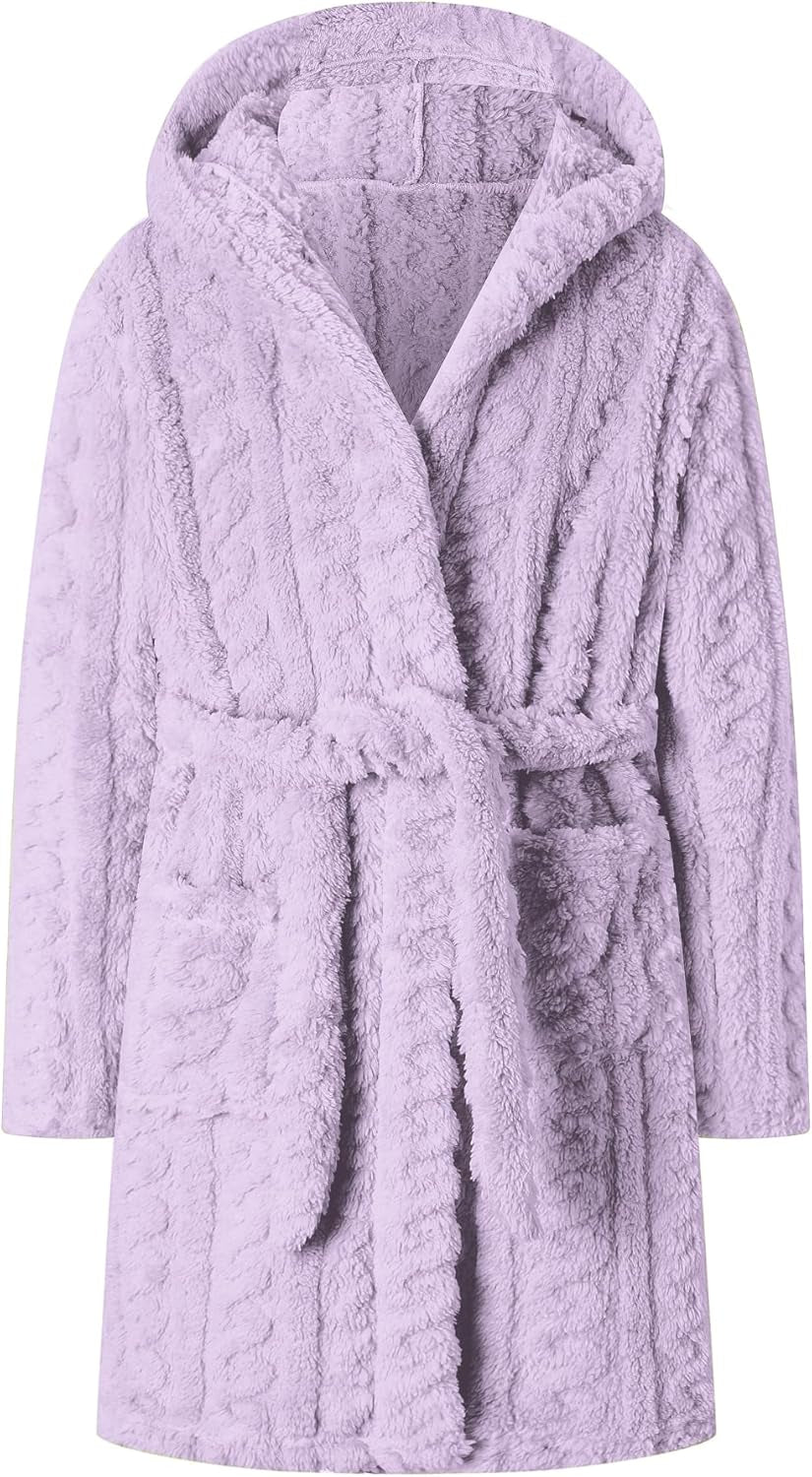 Girls Robe,Cute & Fleece Hooded Robe with Belt for Girls, 12 Months - 18 Years