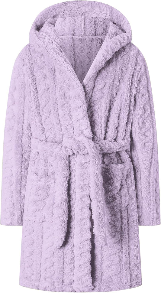 Girls Robe,Cute & Fleece Hooded Robe with Belt for Girls, 12 Months - 18 Years