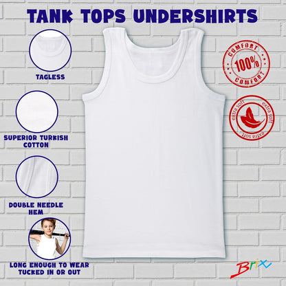 4 Pack Boys Tank Tops 100% Cotton Super Soft