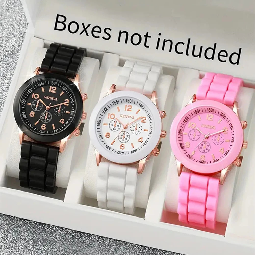 2Pcs Luxury Women'S Watch Set Fashion Luxury Elegant Alloy Wristwatch Silicone Strap Couple Watch Men Quartz Holiday Gifts