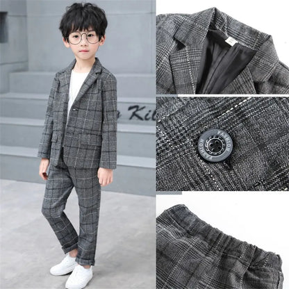 High-Quatity Classic Formal Boys Gentleman Wedding Suit Children Outerwear Clothing Elegant Toddler Boys Outfit Suit Blazers