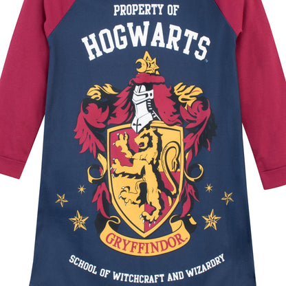Girls Nightdress | Gryffindor Girls' Nighties | Long Sleeve Hogwarts Nighty for Kids