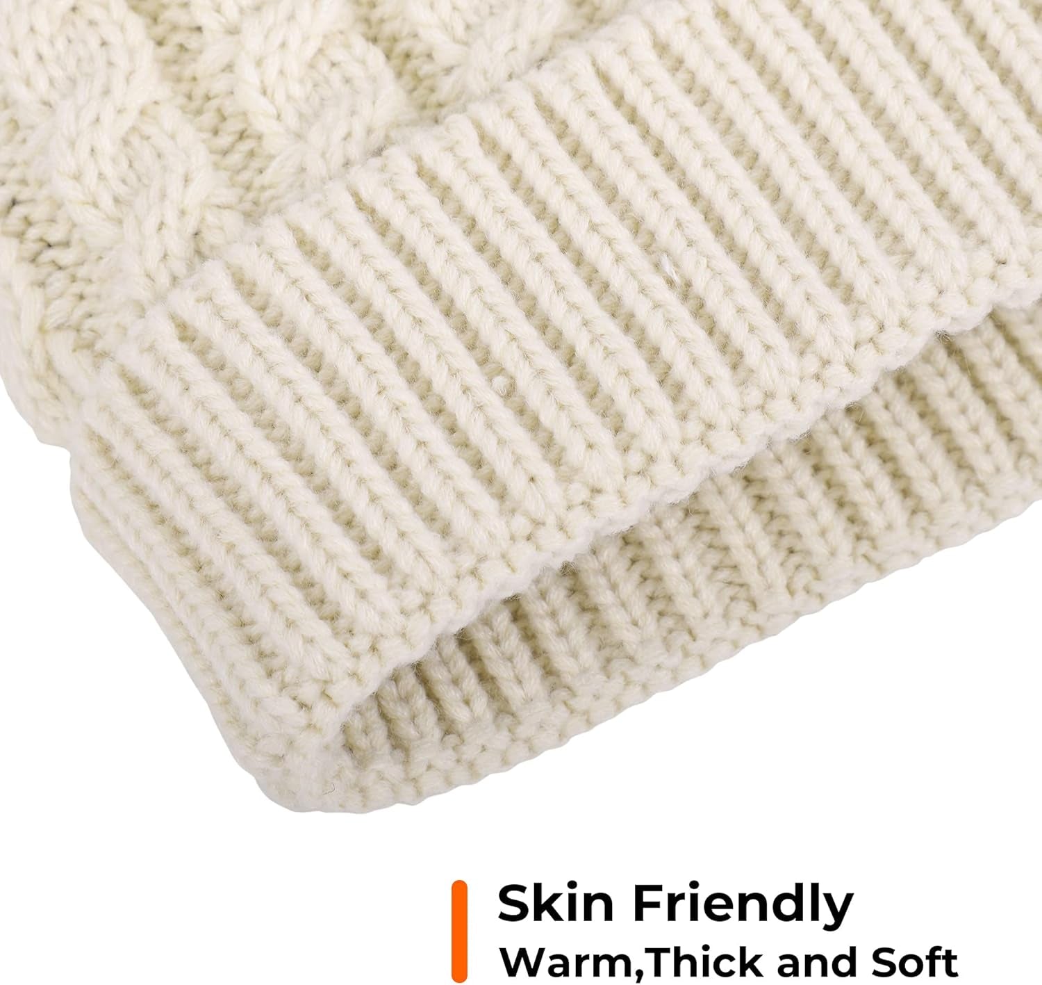 Women'S Winter Soft Knit Beanie Hat with Faux Fur Pom Pom Warm Skull Cap Beanies for Women