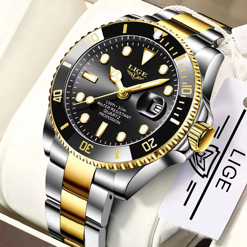 New Watch Men Business Casual Wristwatch Luxury Date Quartz Watch Stainless Steel Watches for Men Clock Relogios Masculino