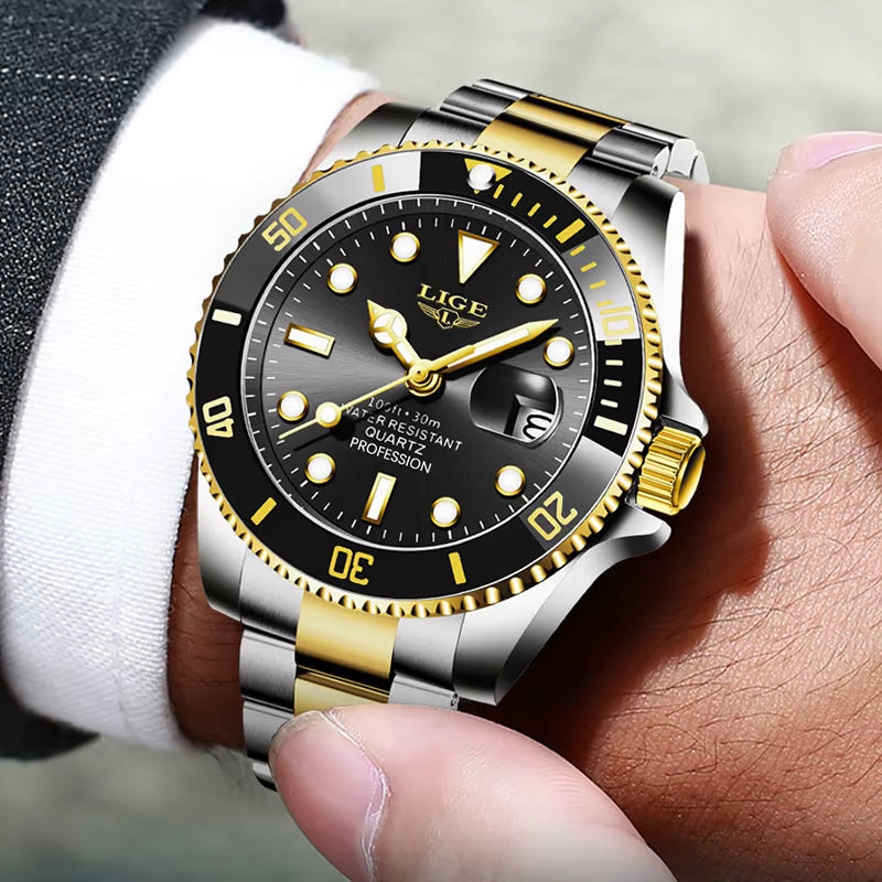 New Watch Men Business Casual Wristwatch Luxury Date Quartz Watch Stainless Steel Watches for Men Clock Relogios Masculino