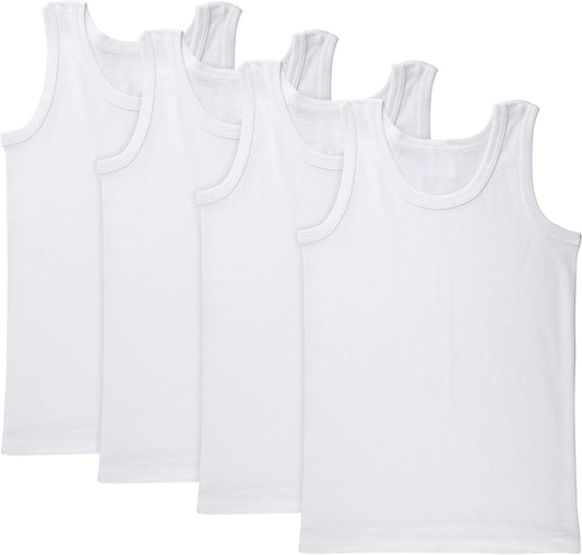 4 Pack Boys Tank Tops 100% Cotton Super Soft