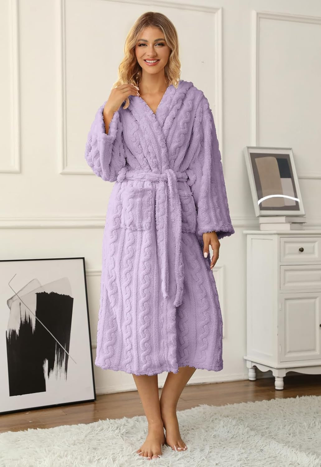Girls Robe,Cute & Fleece Hooded Robe with Belt for Girls, 12 Months - 18 Years