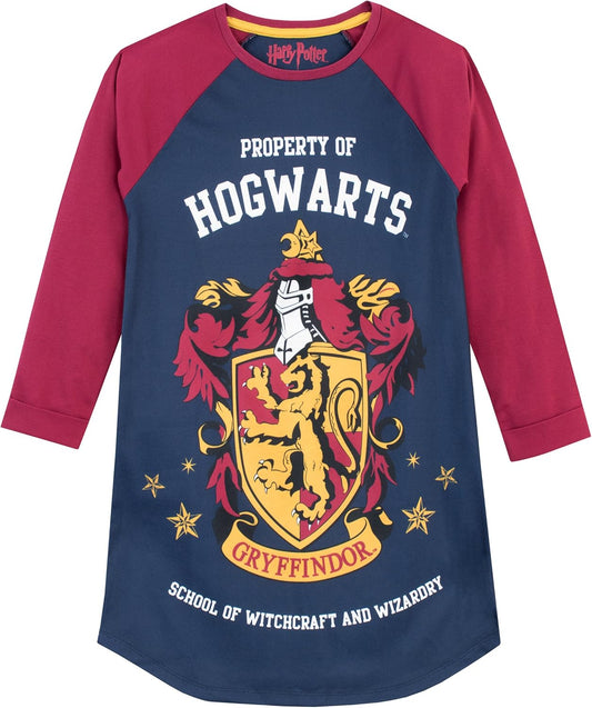 Girls Nightdress | Gryffindor Girls' Nighties | Long Sleeve Hogwarts Nighty for Kids