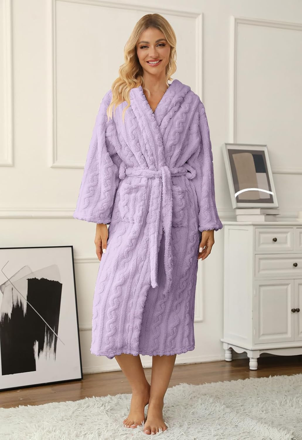Girls Robe,Cute & Fleece Hooded Robe with Belt for Girls, 12 Months - 18 Years