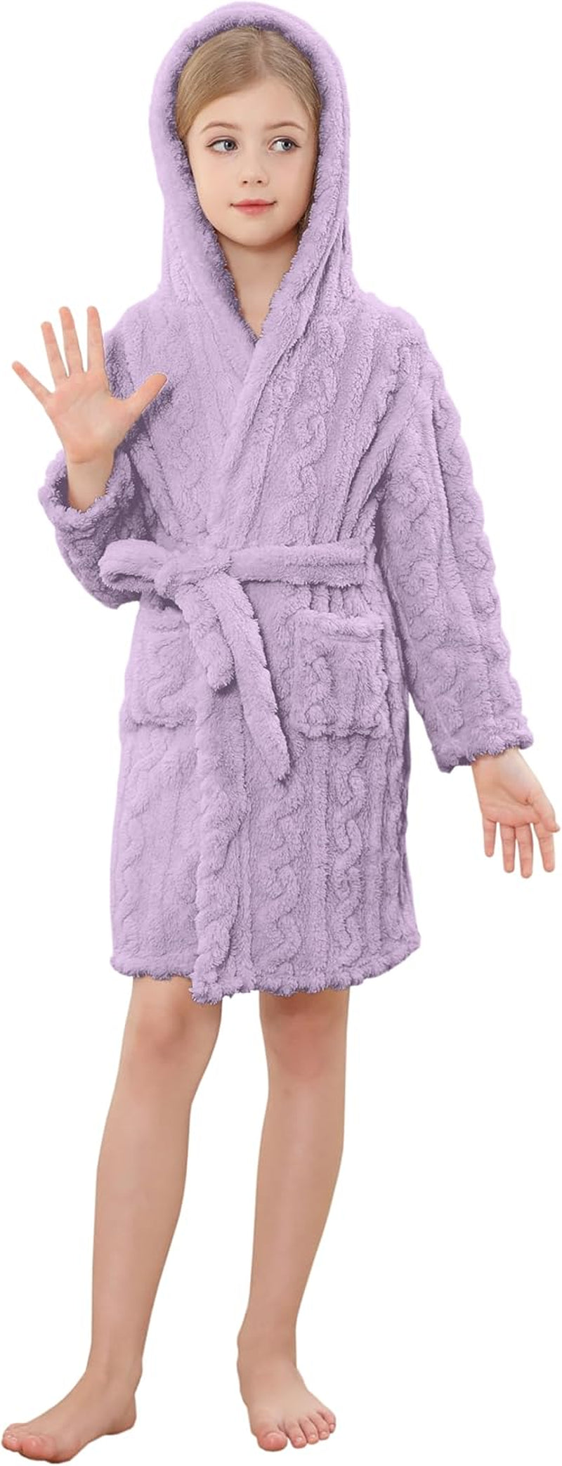 Girls Robe,Cute & Fleece Hooded Robe with Belt for Girls, 12 Months - 18 Years